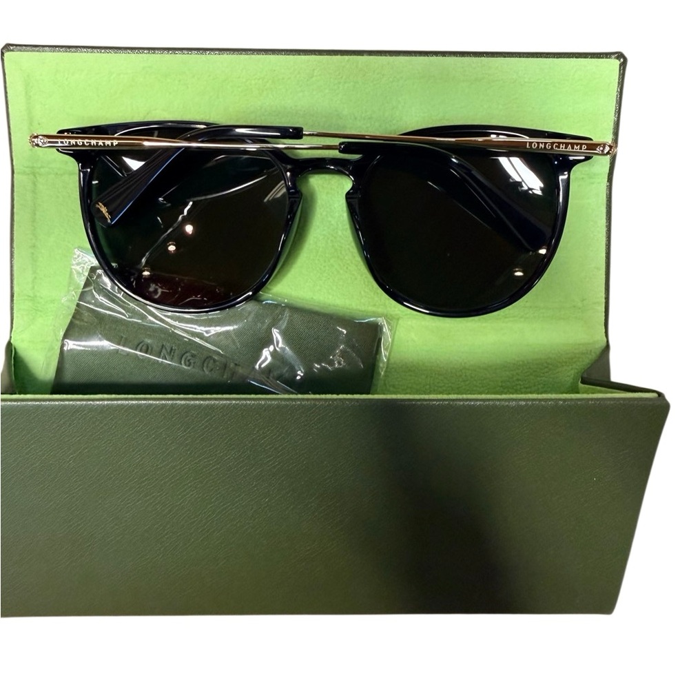 NWT LONGCHAMP Black round sunglasses 🕶️ LO646S-001 - Picture 5 of 12